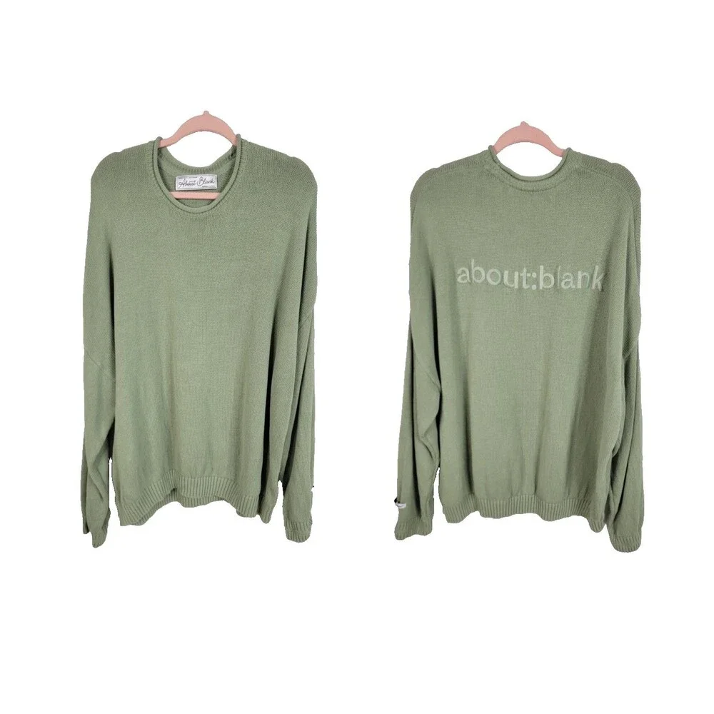 About:Blank Men's Sage 100% Cotton Logo Sweater XXL